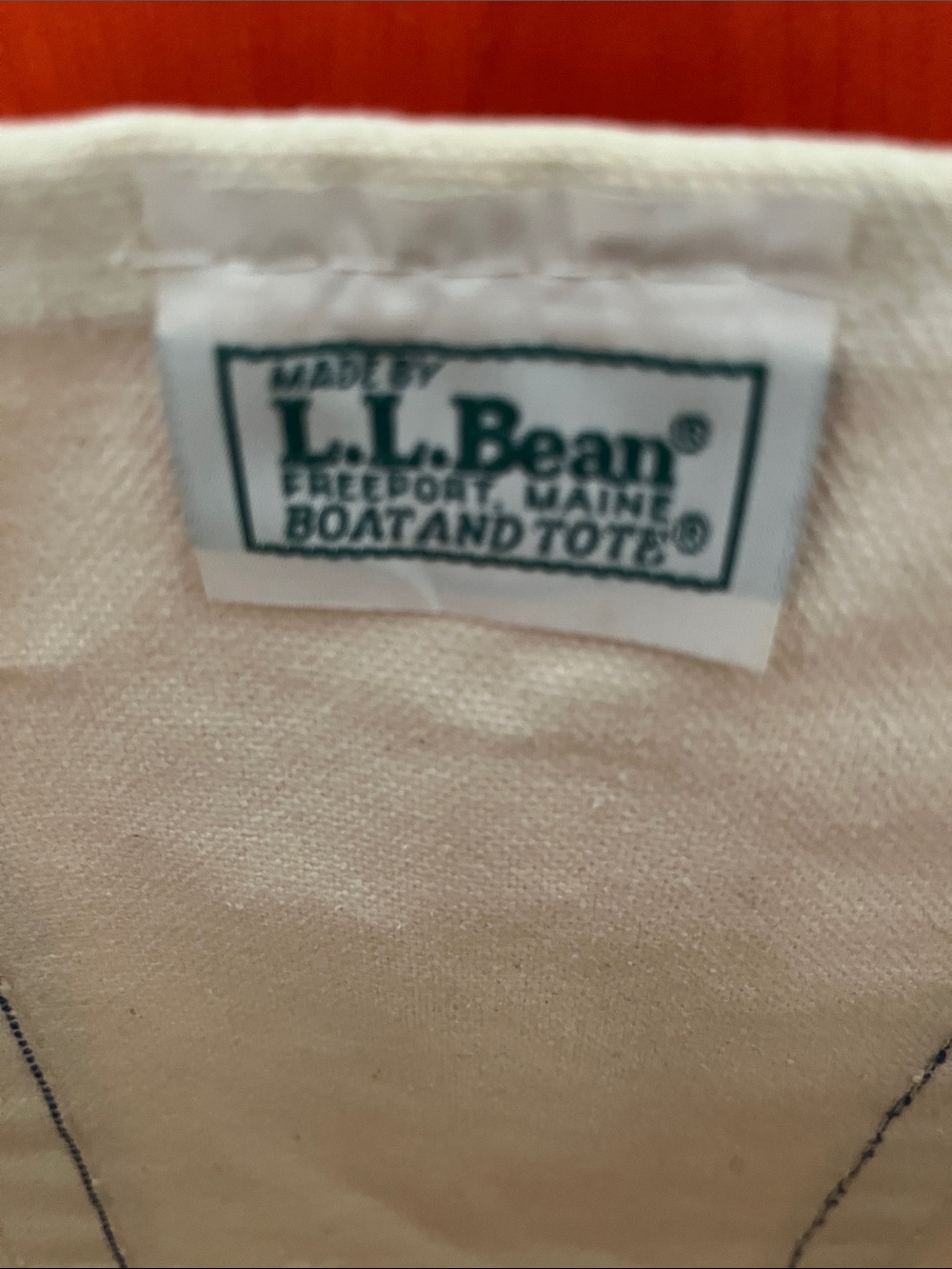 L.L. Bean Natural Canvas Tote with Black trim - Picture 2 of 4